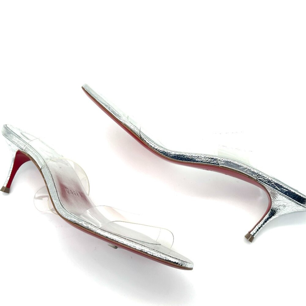 Christian Louboutin JUST NOTHING 55 Leather Mule Sandal Heels Slides Shoes - Picture 13 of 16